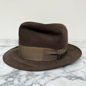 Vintage Stetson Fedora Hat Mens Small Brown Wool Felt